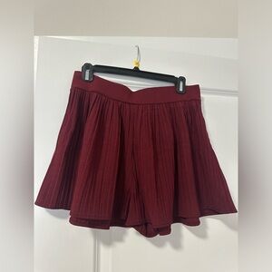 Zara Red & Black High Waisted Pleated Shorts
